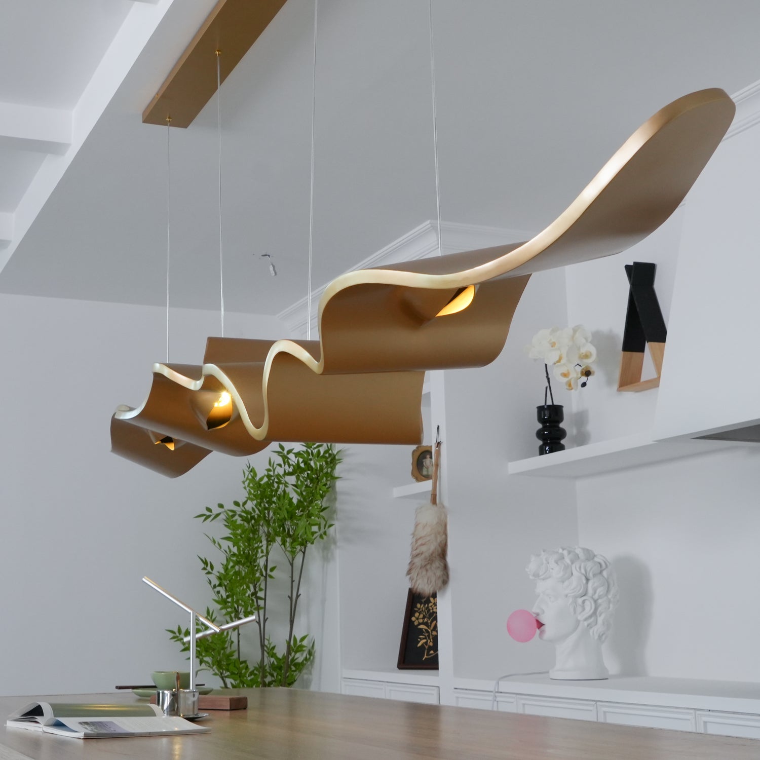 Raelis Gold Ribbon Chandelier