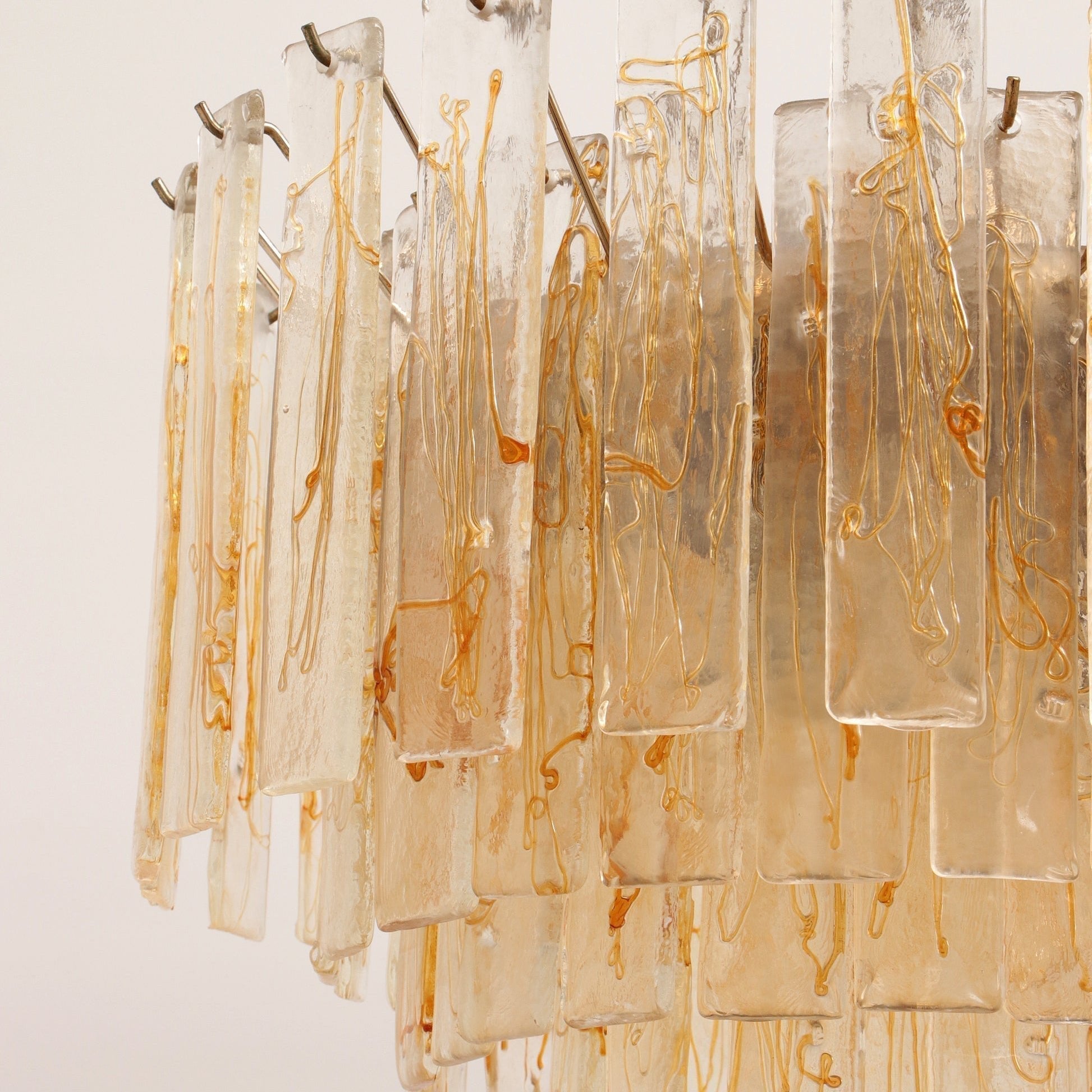 Liorisora Chandelier Golden Amber Glass Layered Geometric Luxury
