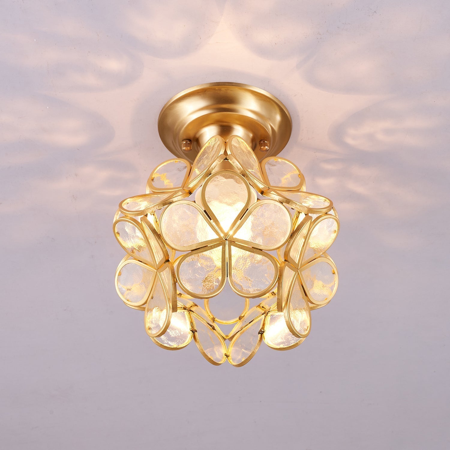 Ullaeiel Postmodern Luxury Bloom Golden Glass Ceiling Light - Neutral Decor