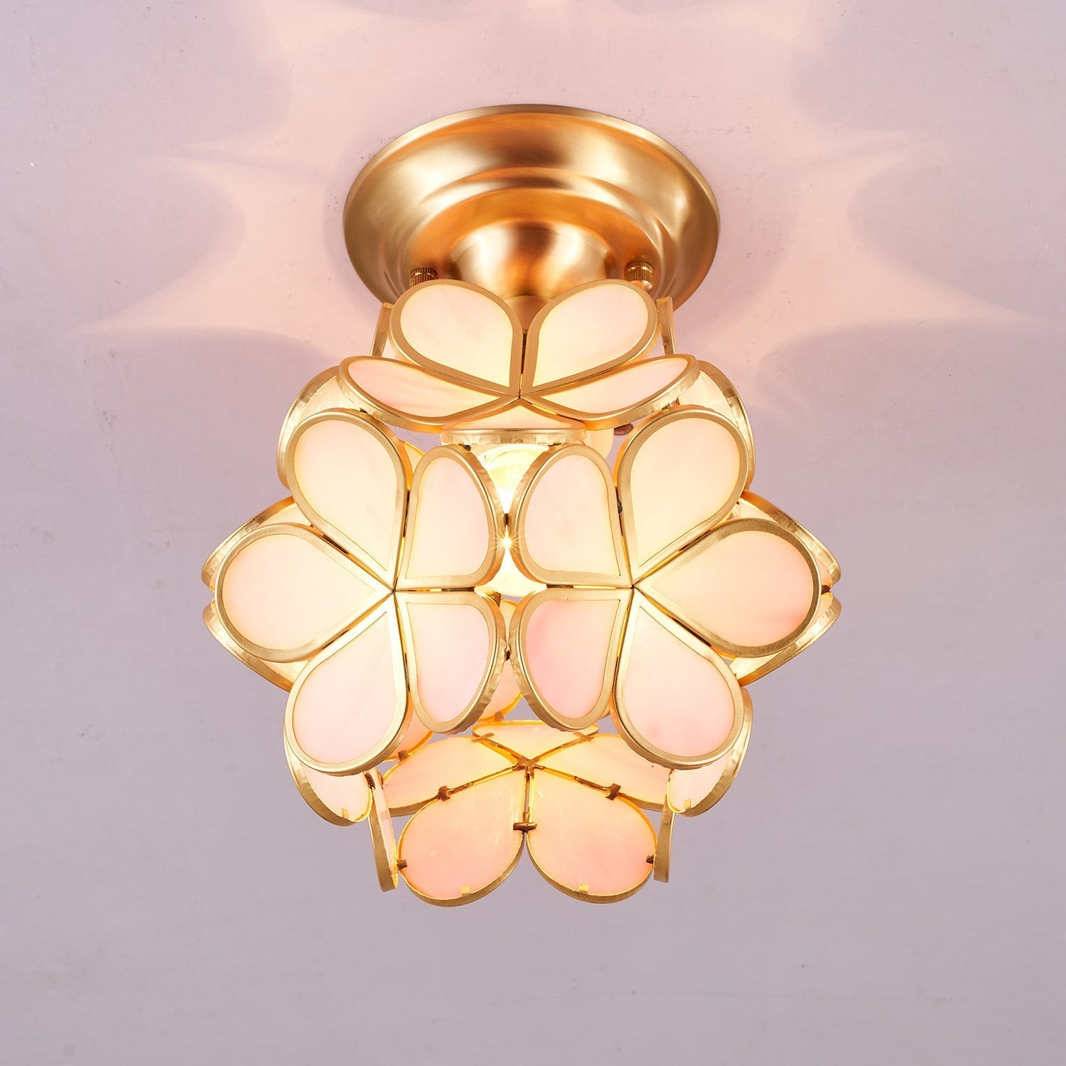 Ullaeiel Postmodern Luxury Bloom Golden Glass Ceiling Light - Neutral Decor