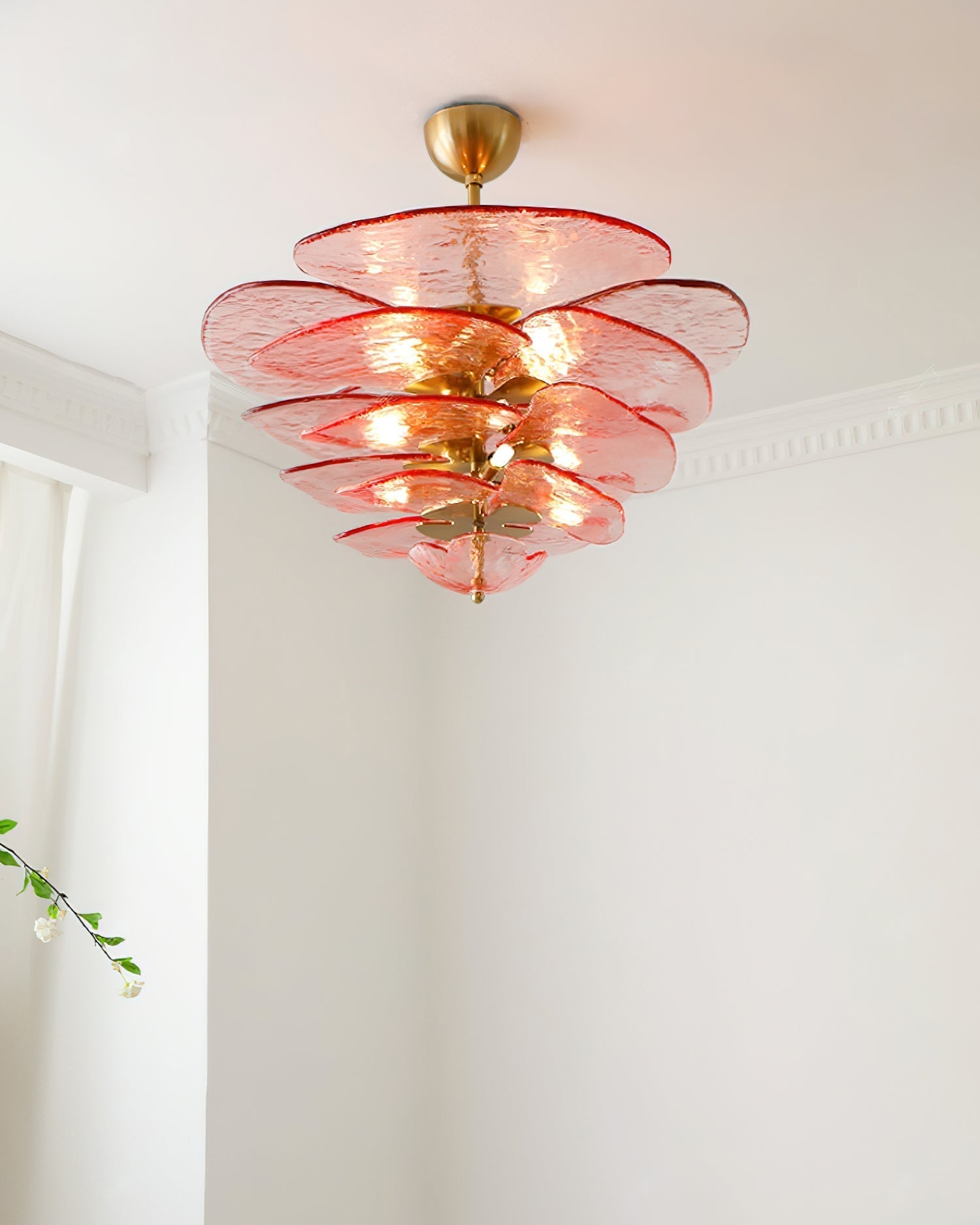 Crivs Chandelier Gold Murano Glass Petal Luxury