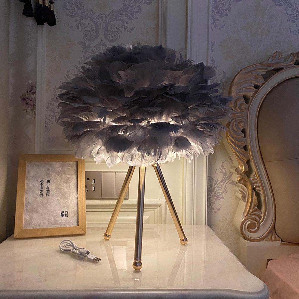 Nilo Feather Feminine Table Lamp - Neutral Decor