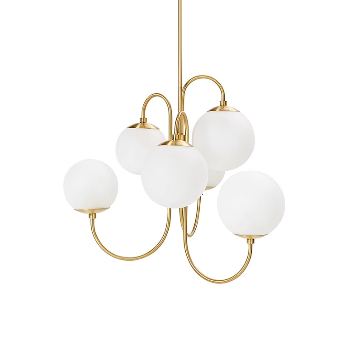 Auruaria Chandelier Brass Globe Cluster Curved Arm