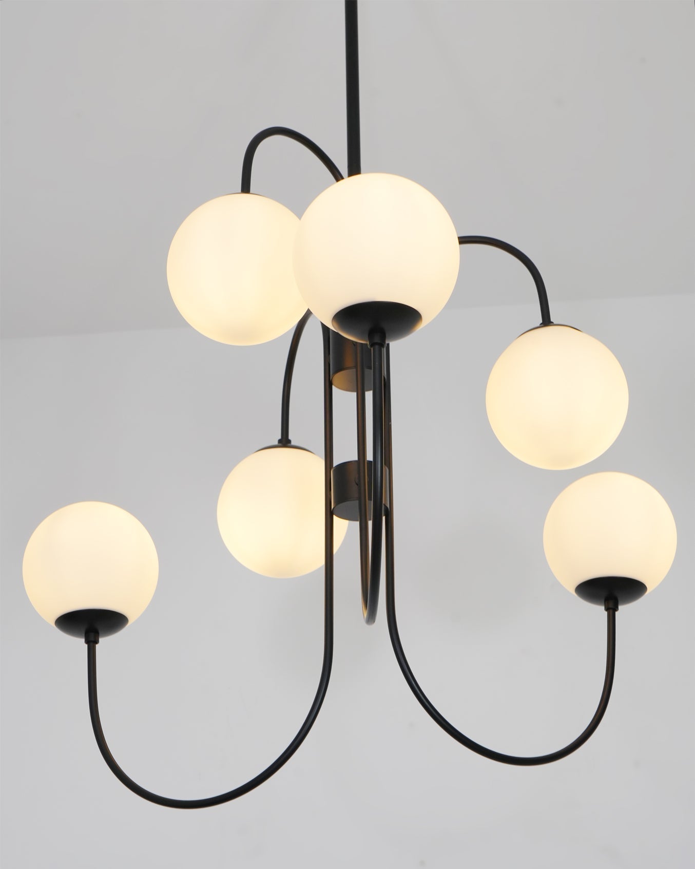 Auruaria Chandelier Brass Globe Cluster Curved Arm