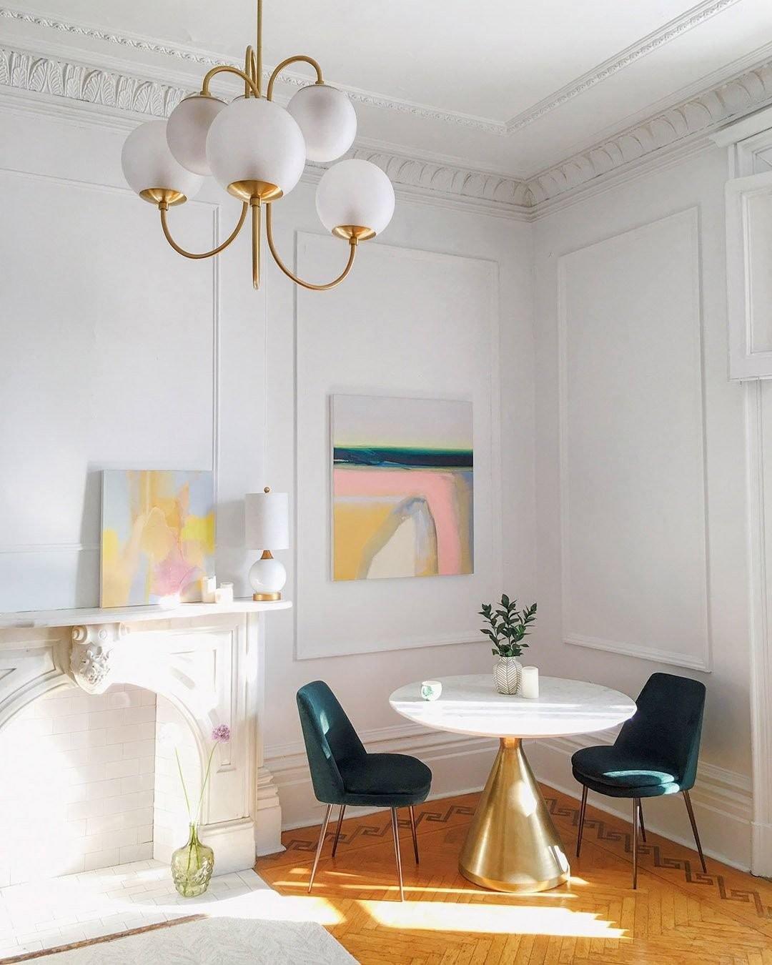 Auruaria Chandelier Brass Globe Cluster Curved Arm