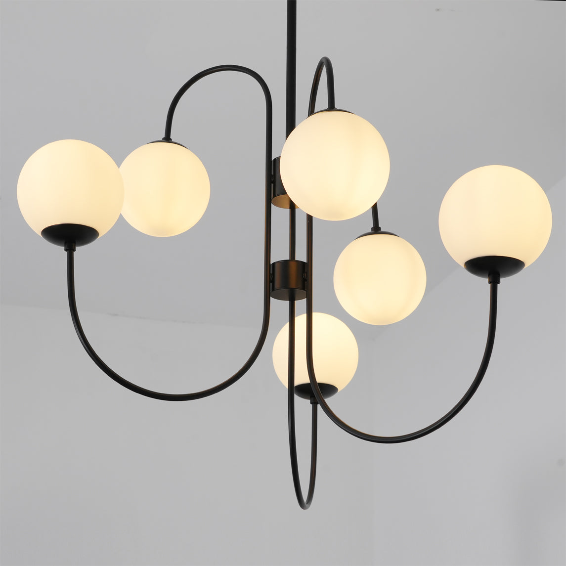 Auruaria Chandelier Brass Globe Cluster Curved Arm