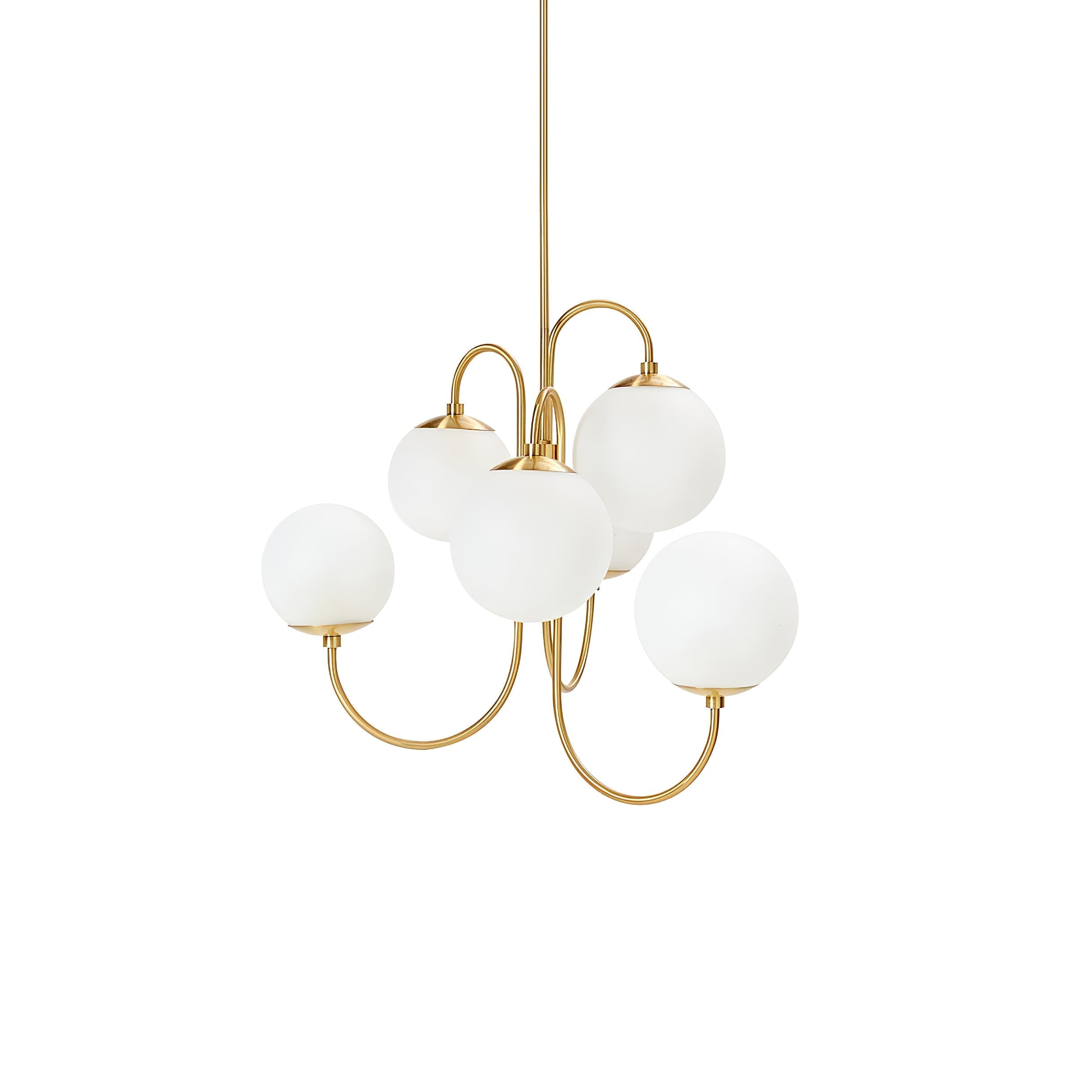 Auruaria Chandelier Brass Globe Cluster Curved Arm