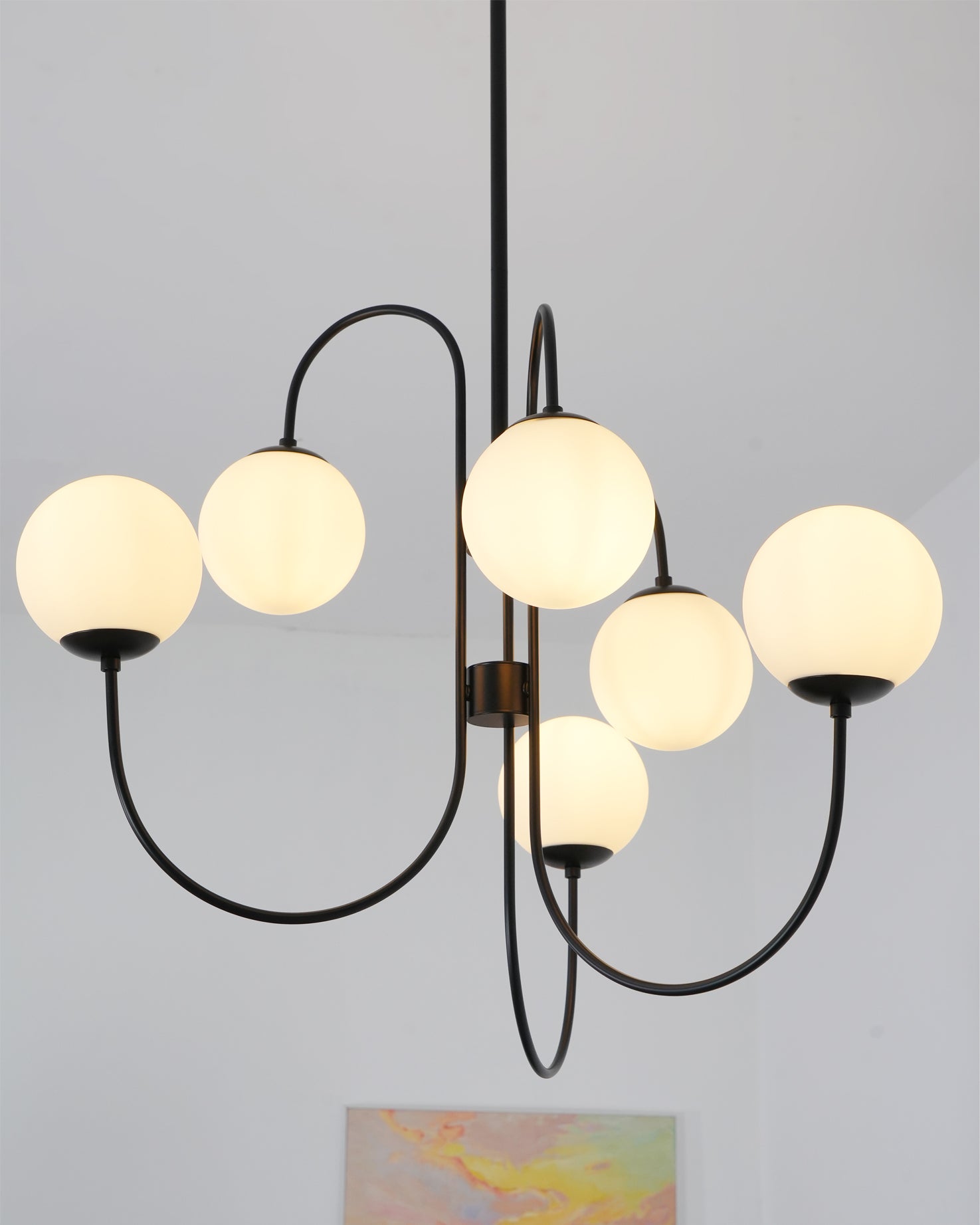 Auruaria Chandelier Brass Globe Cluster Curved Arm