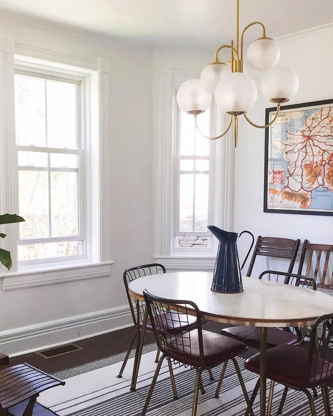 Auruaria Chandelier Brass Globe Cluster Curved Arm