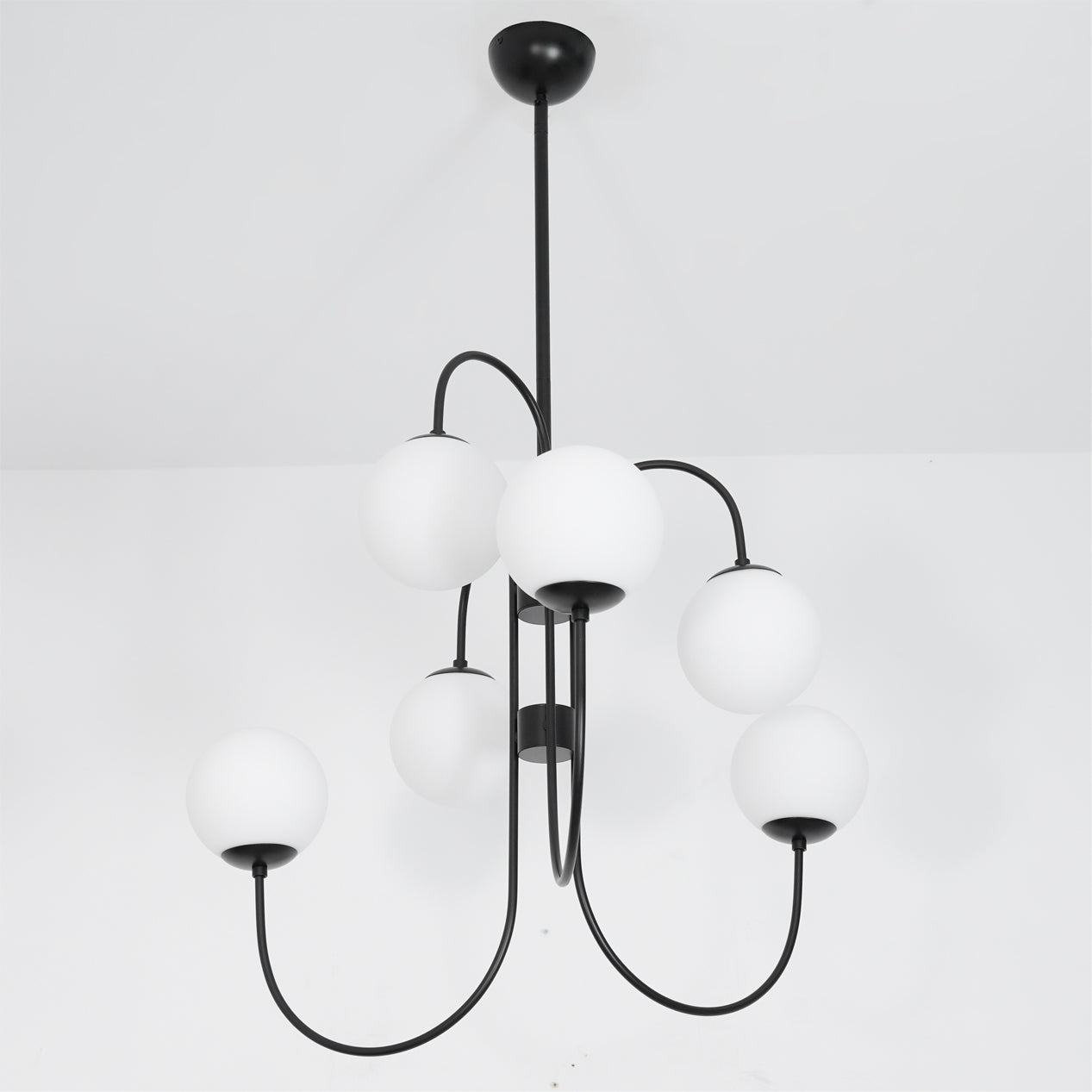 Auruaria Chandelier Brass Globe Cluster Curved Arm