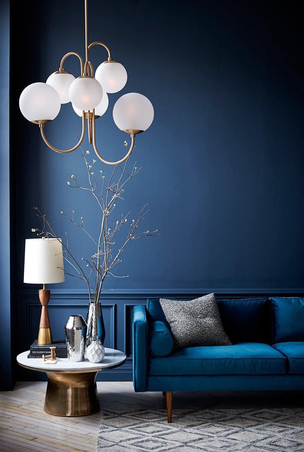 Auruaria Chandelier Brass Globe Cluster Curved Arm