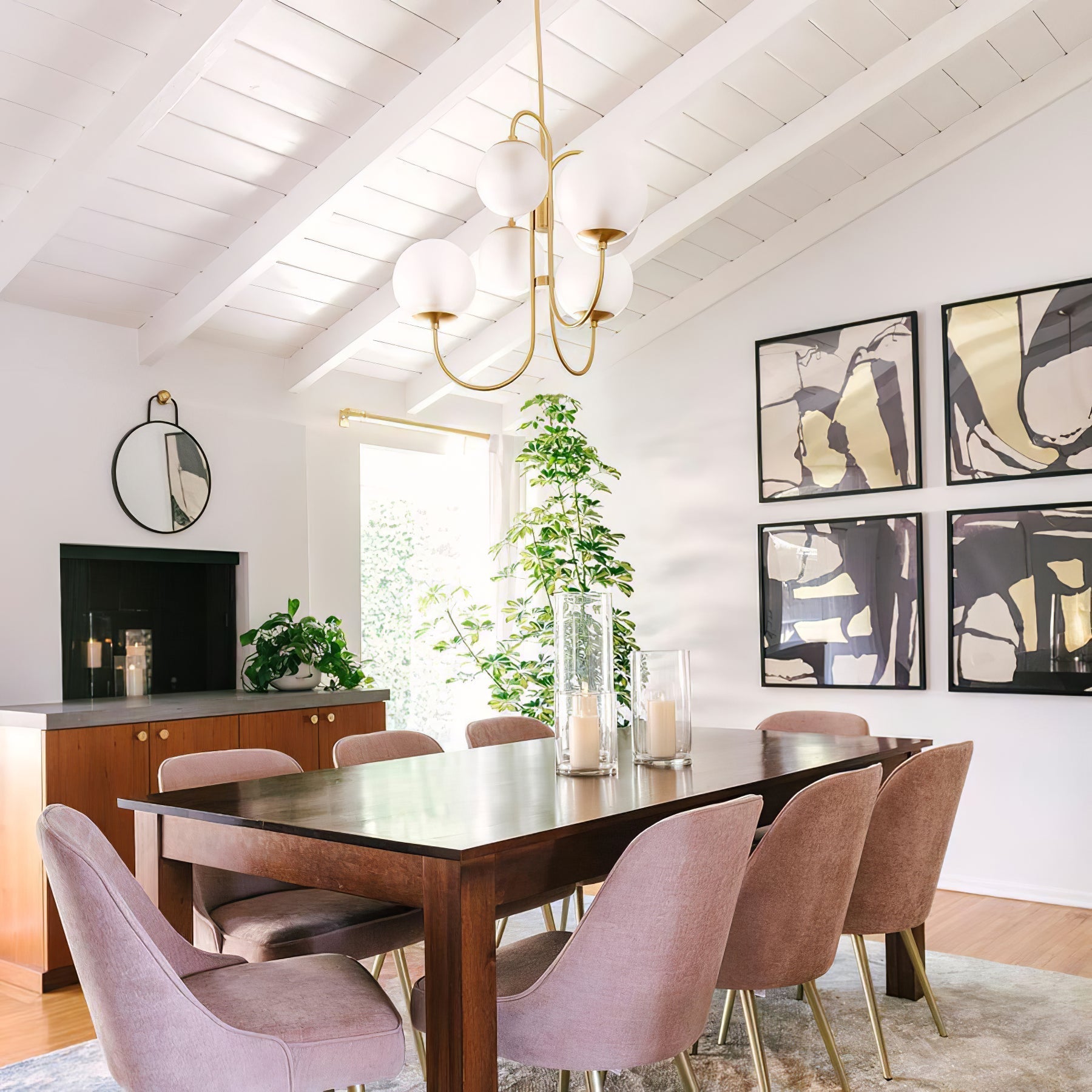 Auruaria Chandelier Brass Globe Cluster Curved Arm