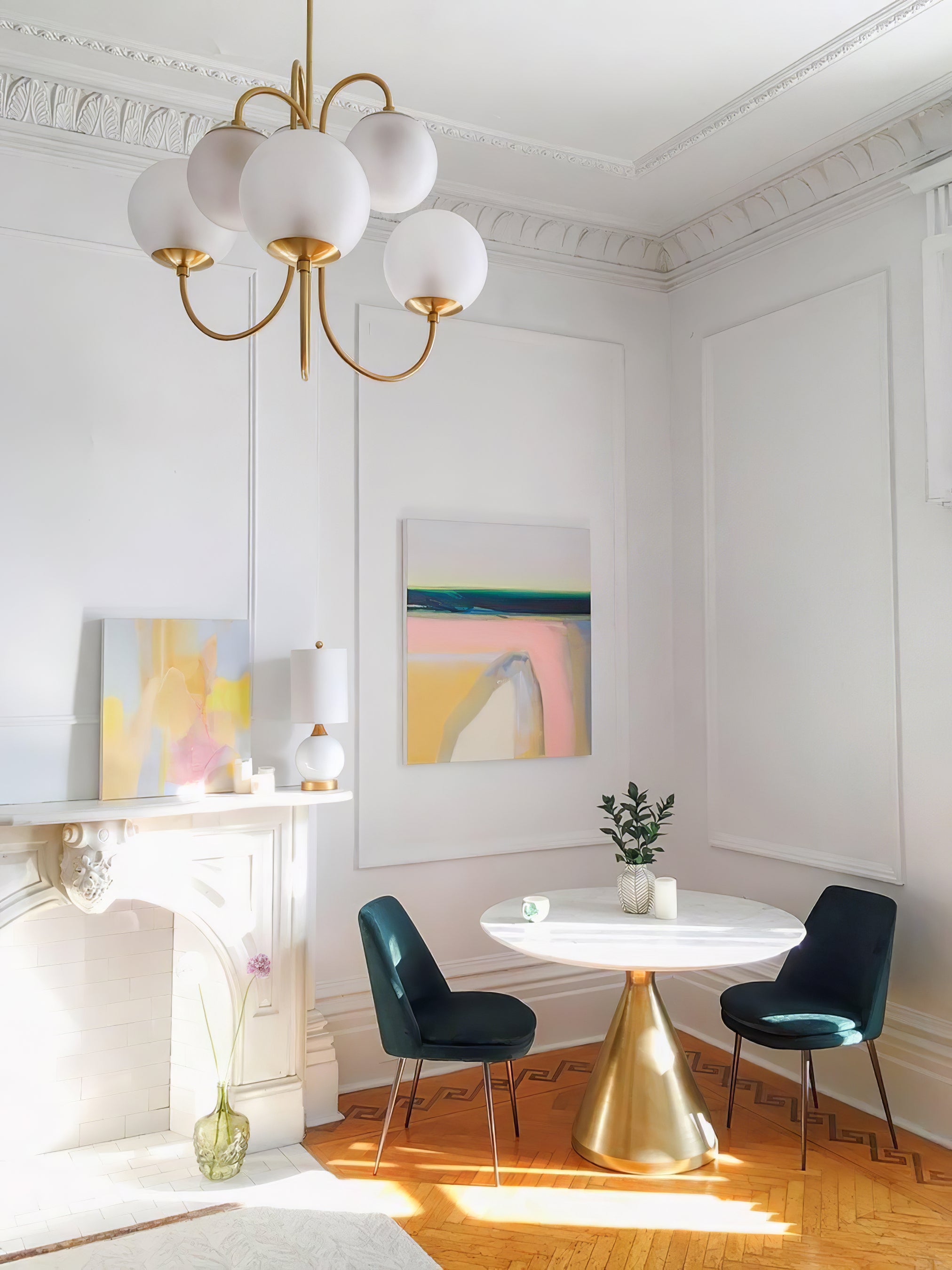 Auruaria Chandelier Brass Globe Cluster Curved Arm