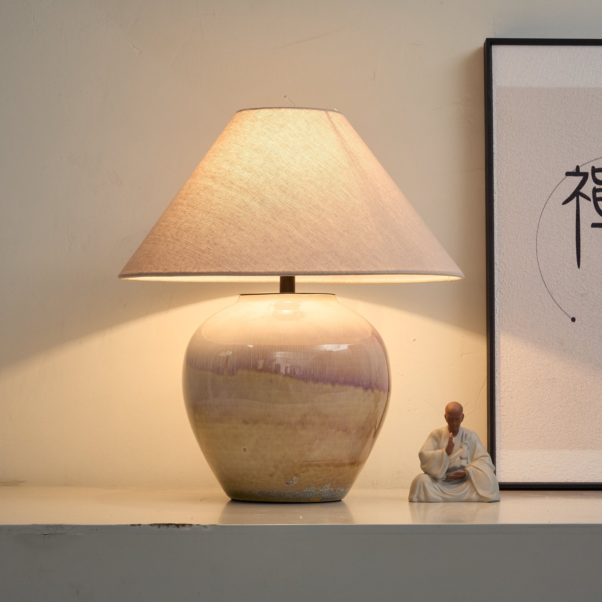 Gradient Hued Ceramic Jar Table Lamp