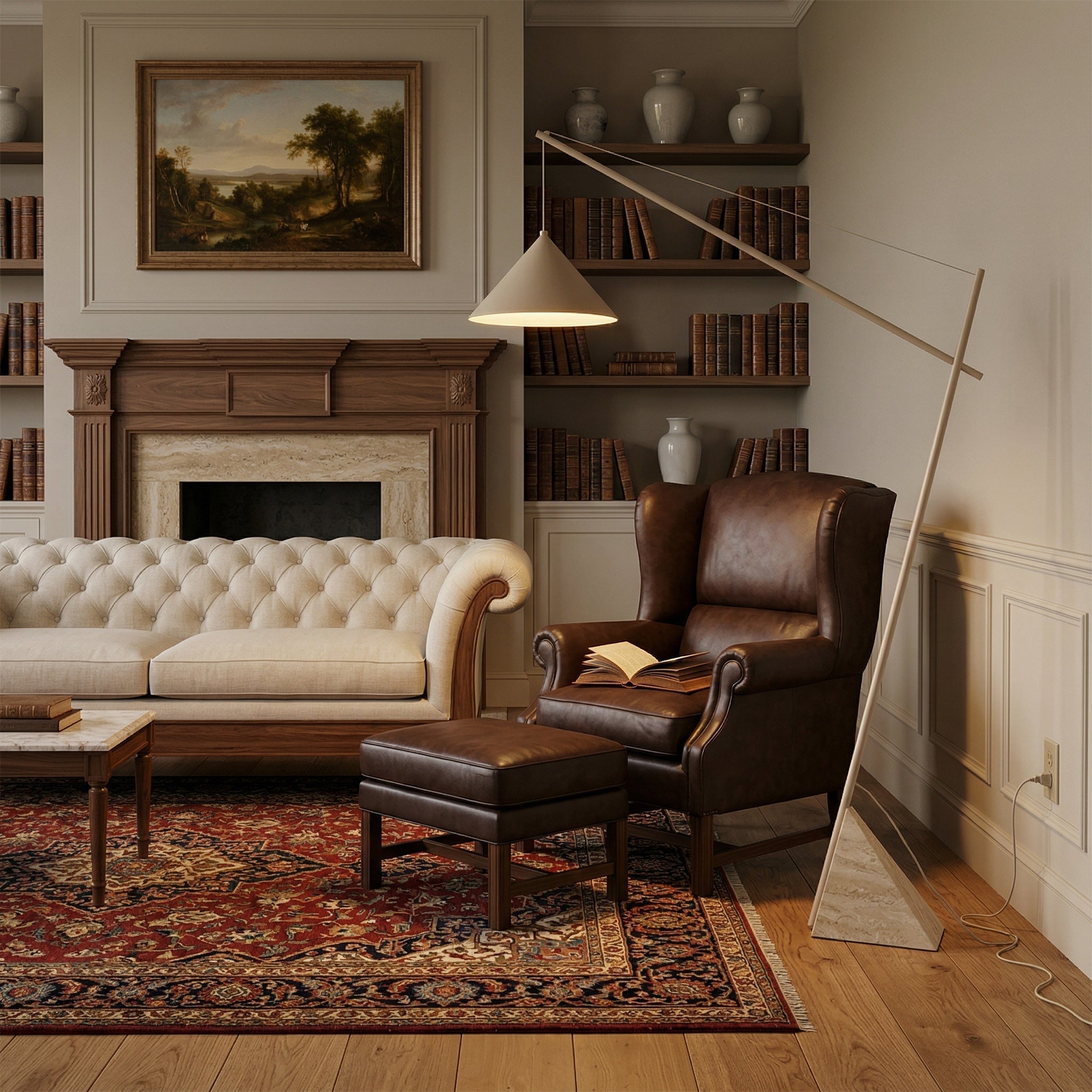 Valorielle Travertine Floor Lamp