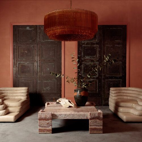 Maren Chandelier Amber Drum Glass