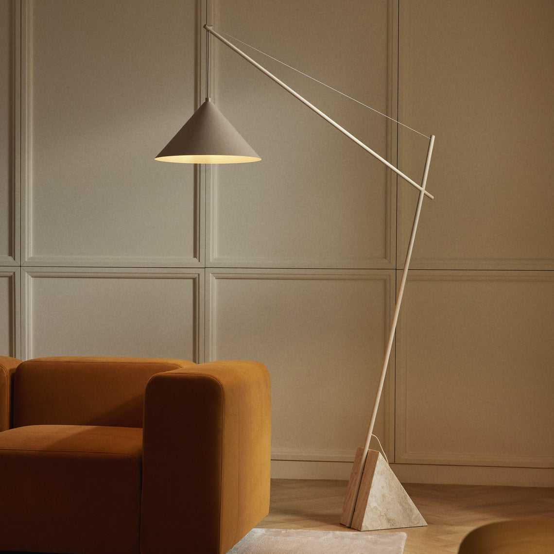 Valorielle Travertine Floor Lamp