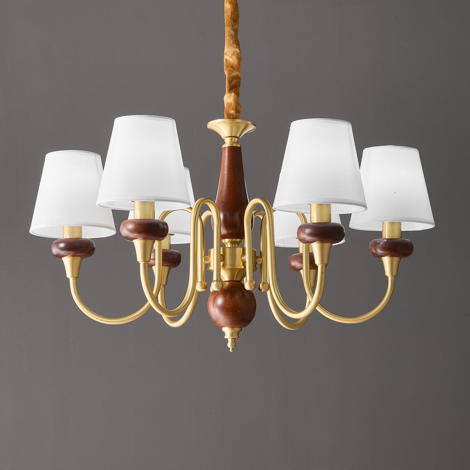 Zovena Classic Elegance Vintage Fabric Wood Chandelier