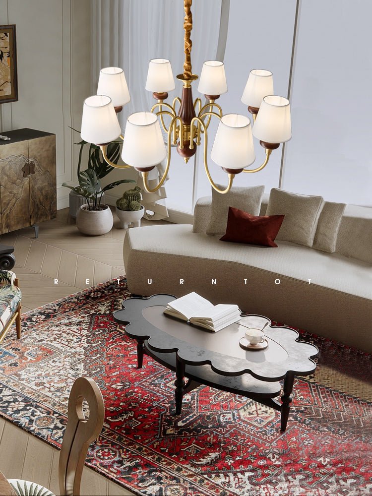 Zovena Classic Elegance Vintage Fabric Wood Chandelier
