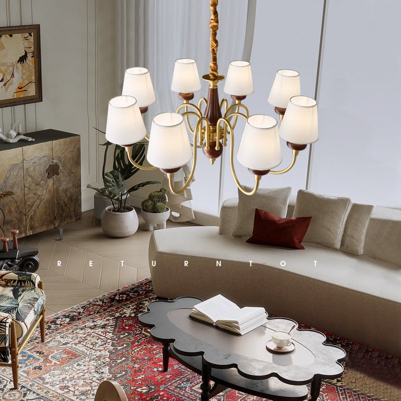 Zovena Classic Elegance Vintage Fabric Wood Chandelier