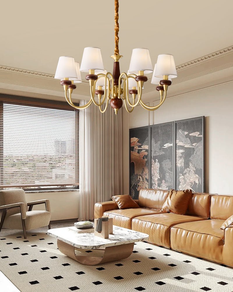 Zovena Classic Elegance Vintage Fabric Wood Chandelier