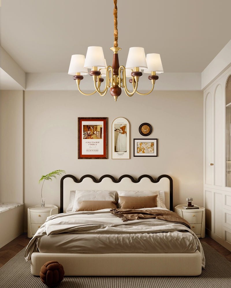Zovena Classic Elegance Vintage Fabric Wood Chandelier