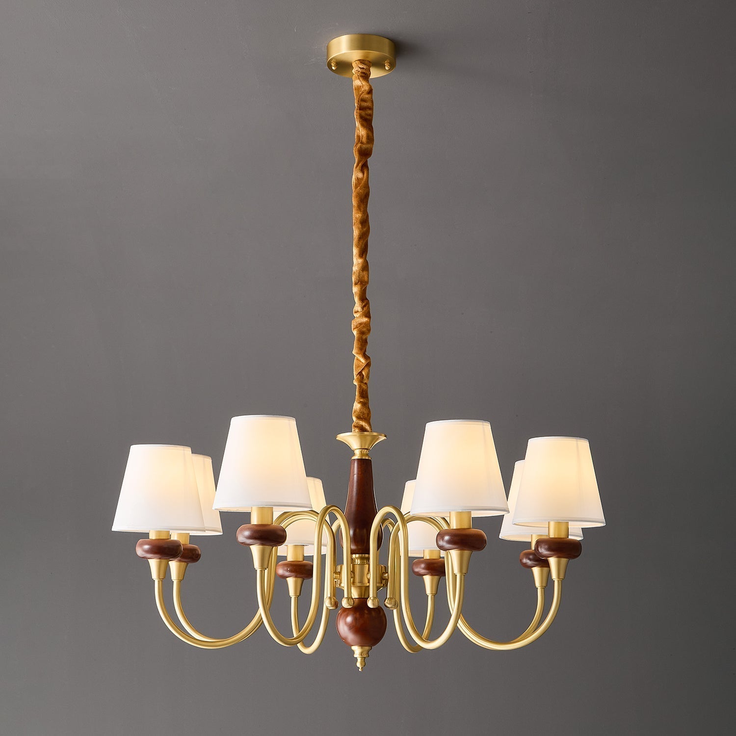 Zovena Classic Elegance Vintage Fabric Wood Chandelier