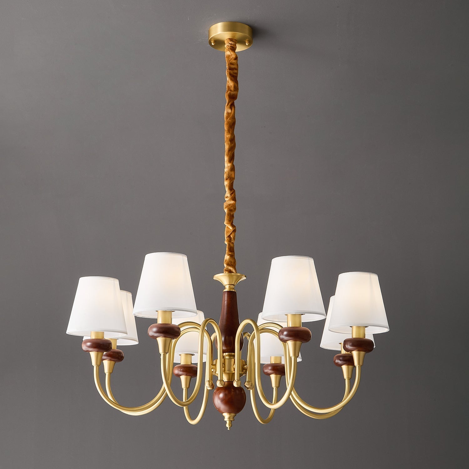 Zovena Classic Elegance Vintage Fabric Wood Chandelier