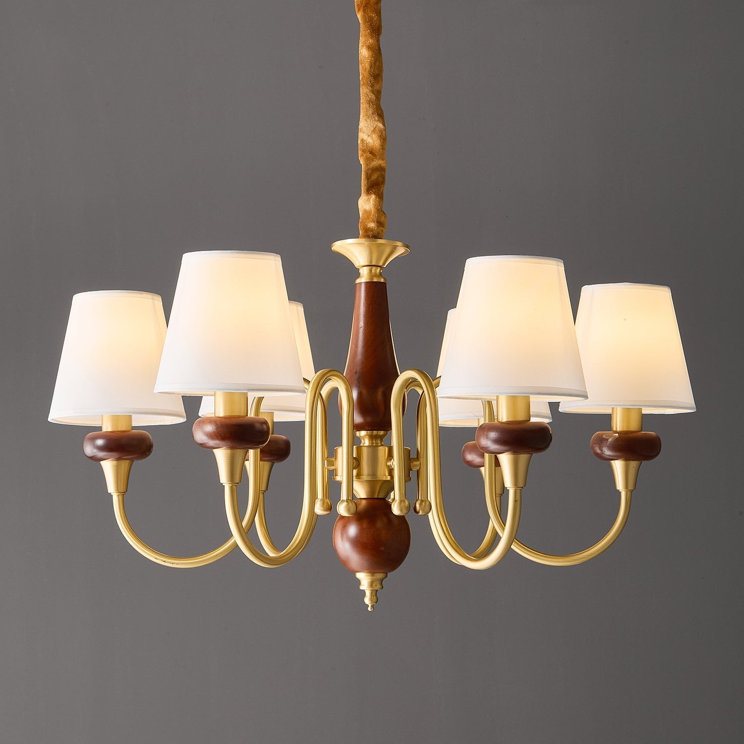 Zovena Classic Elegance Vintage Fabric Wood Chandelier