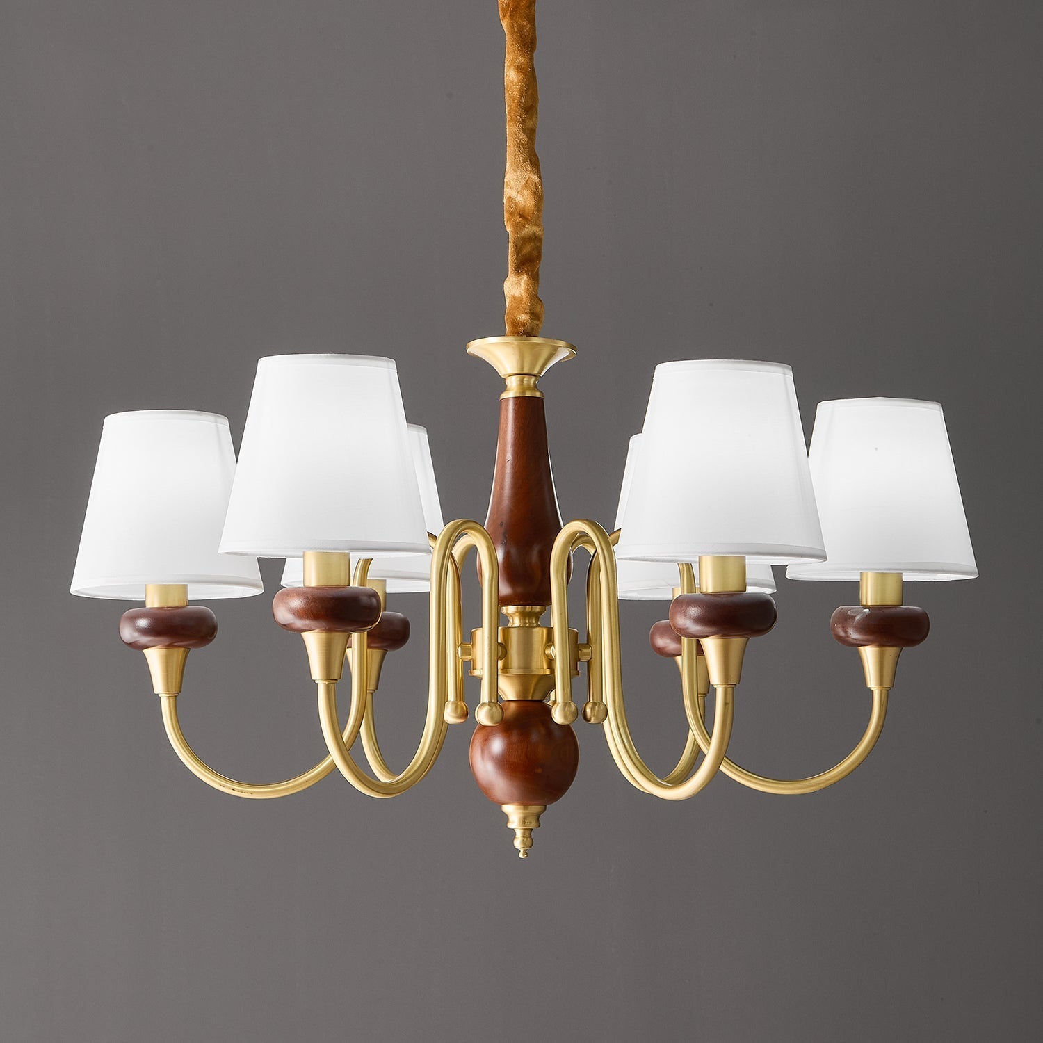 Zovena Classic Elegance Vintage Fabric Wood Chandelier