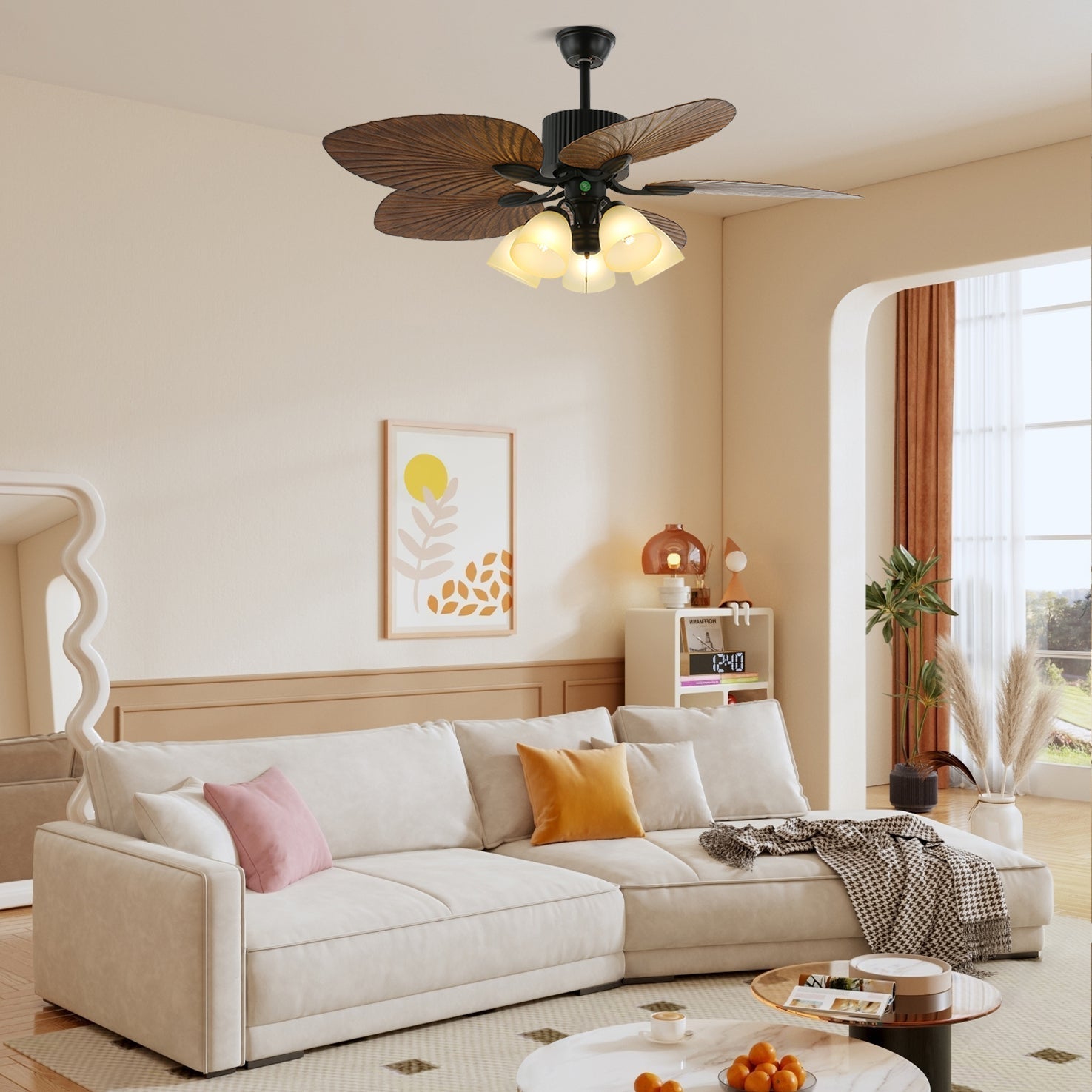 Alora Tropical Wood Ceiling Fan Light - Neutral Decor