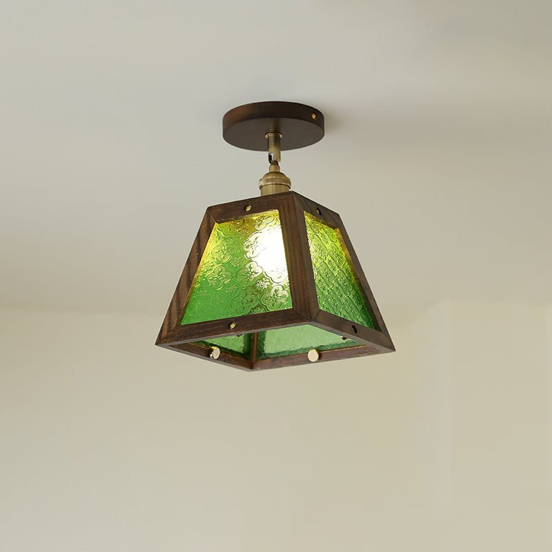 Edmund Green Patterned Glass Ceiling Light