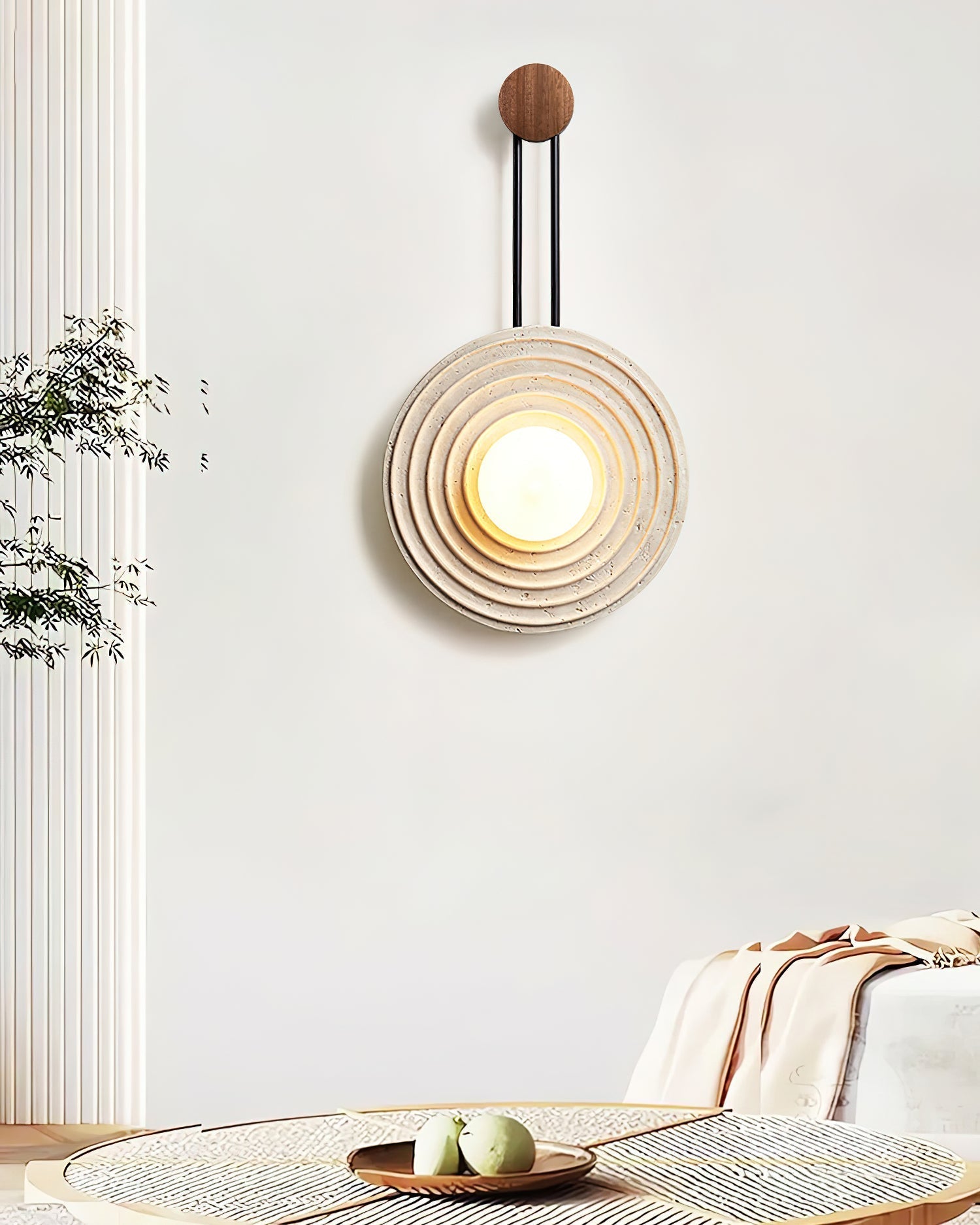 Isoror Spiral-Ring Travertine Wall Light
