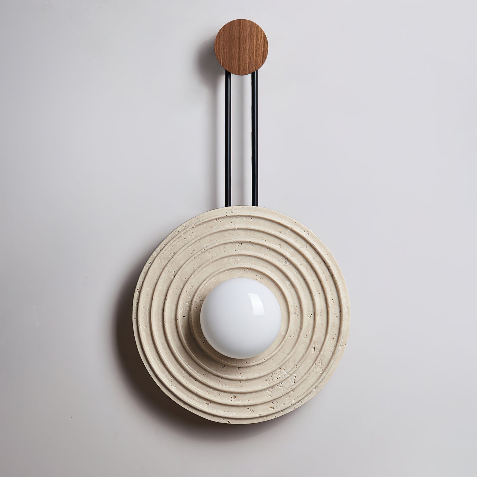 Isoror Spiral-Ring Travertine Wall Light