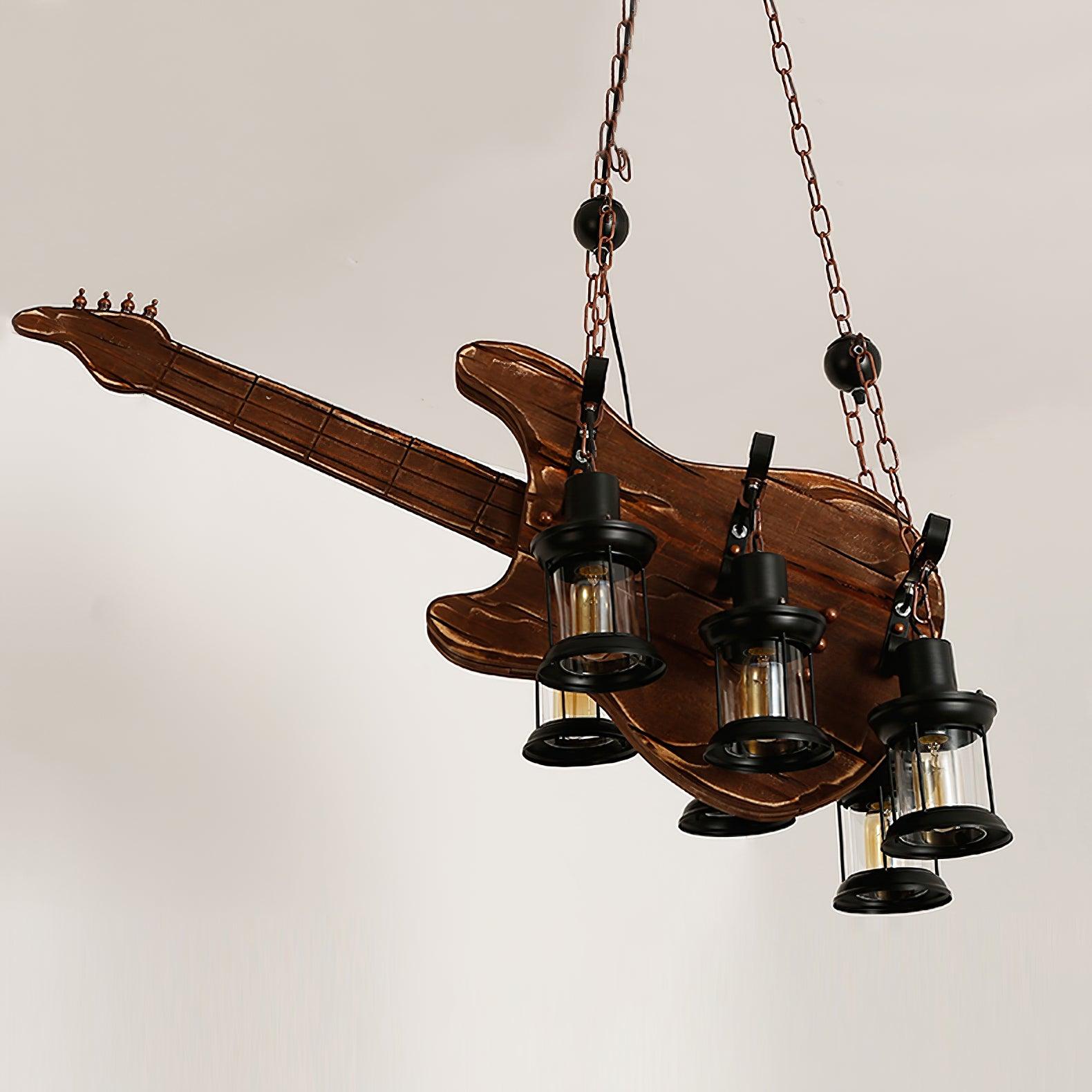 Elvisette Pendant Lamp Guitar Rustic Wood Vintage