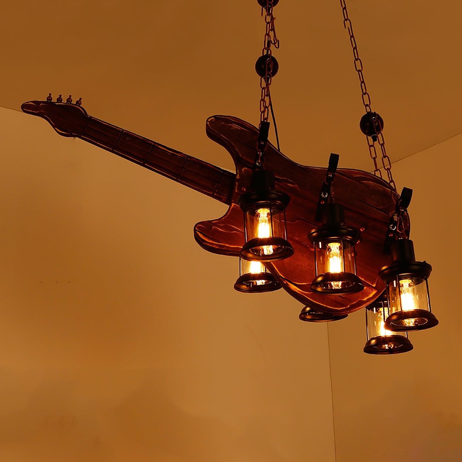 Elvisette Pendant Lamp Guitar Rustic Wood Vintage