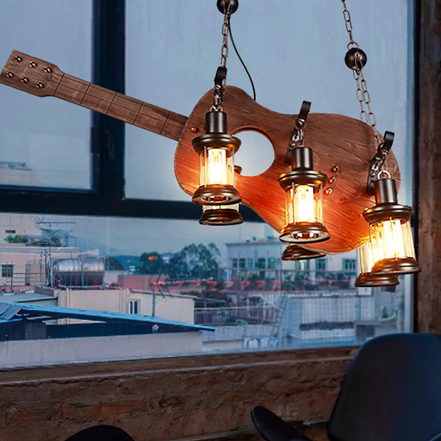 Elvisette Pendant Lamp Guitar Rustic Wood Vintage