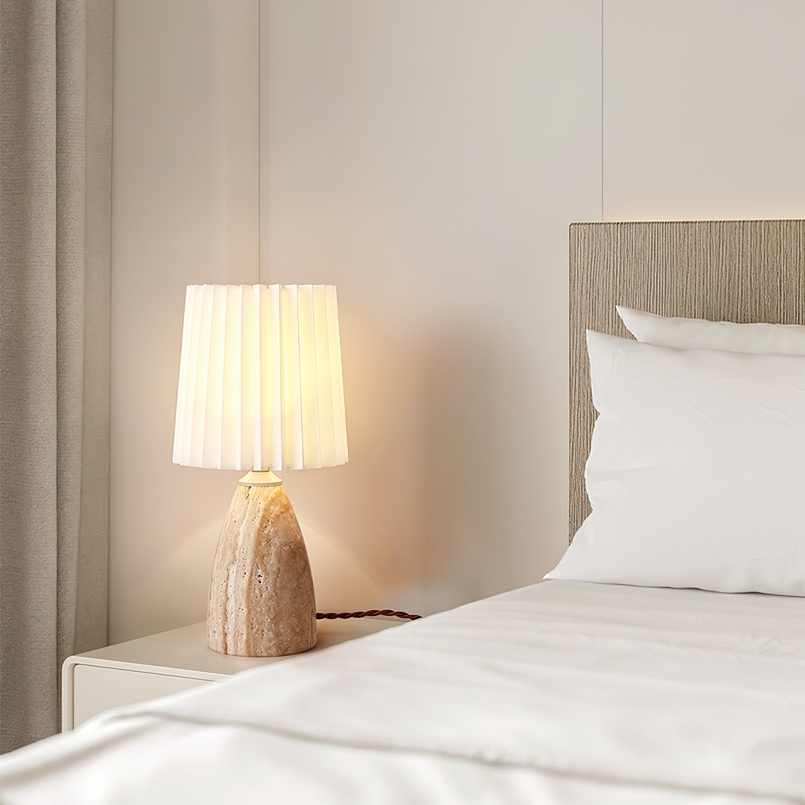 Arsorarae Pleated Travertine Table Lamp