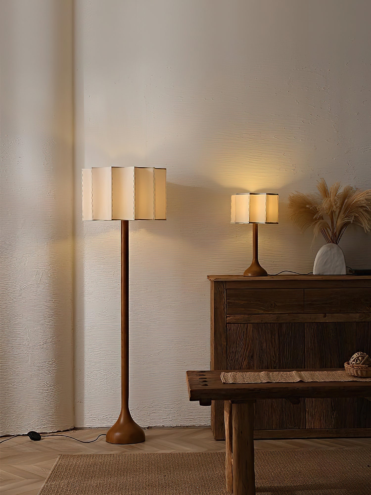 Livenq Wood Fabric Retro Table Lamp