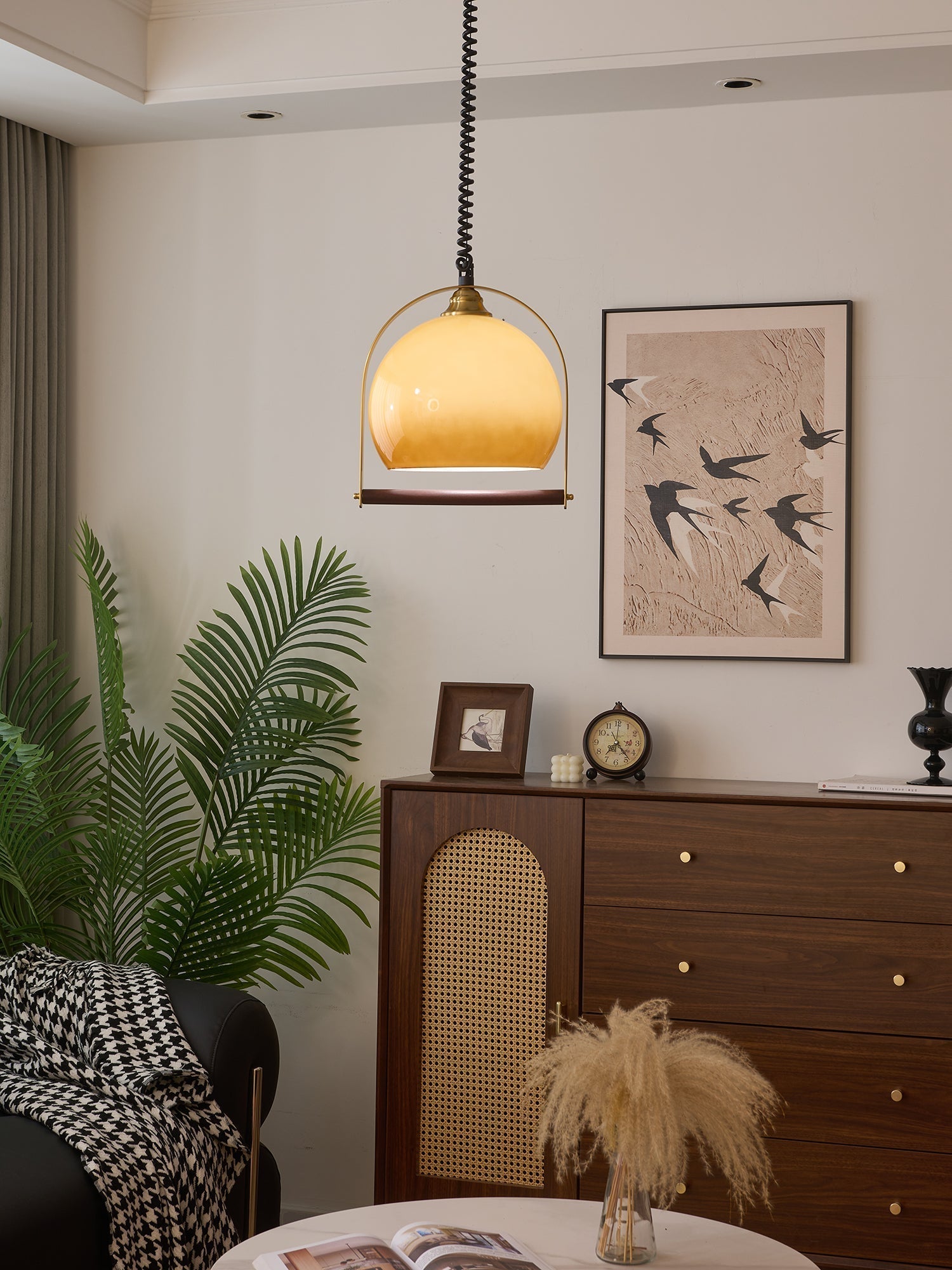 Halcyon Modern Minimalist Arch Wood Pendant Light