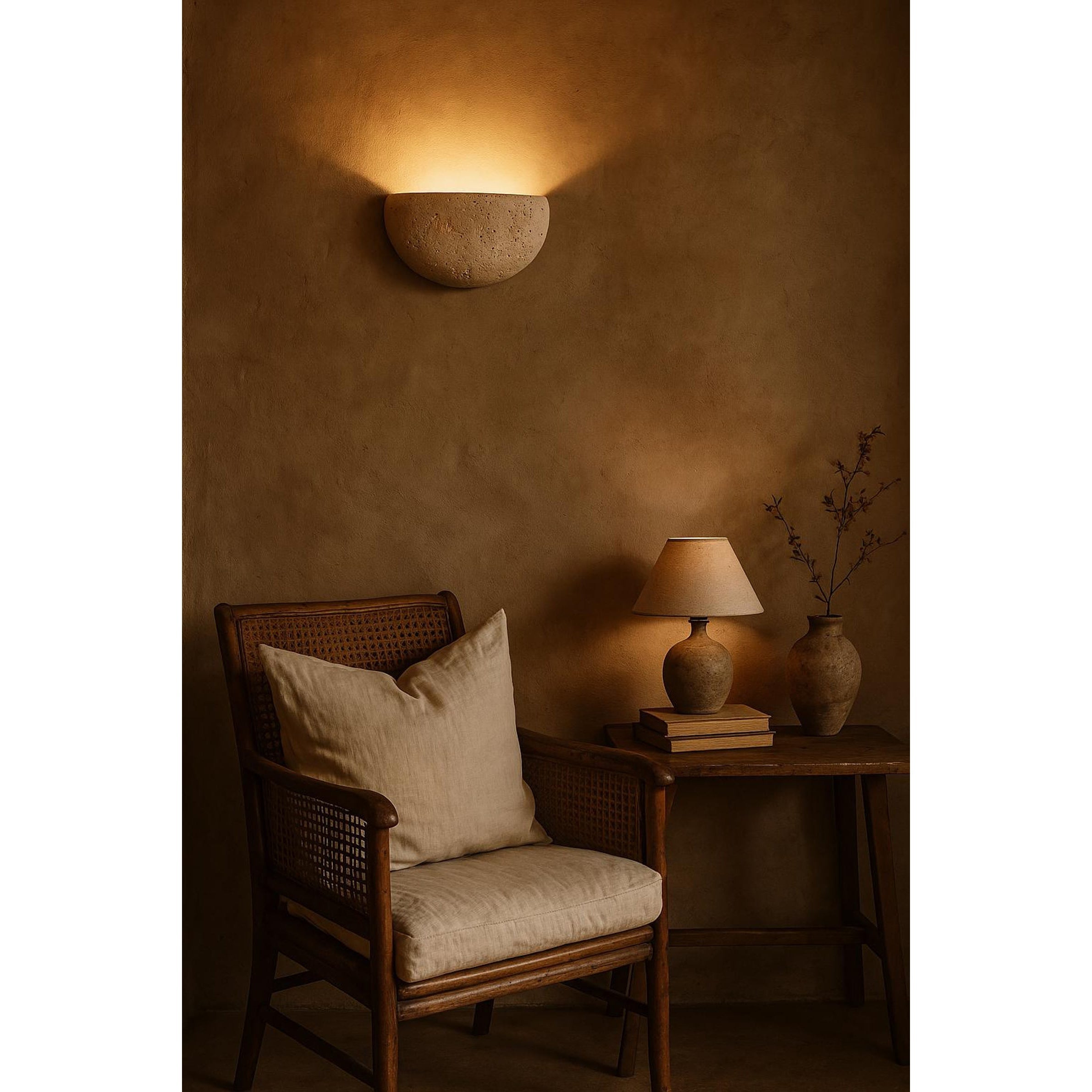 Cuvenarae Modern Minimalist Moon Travertine Wall Lamp