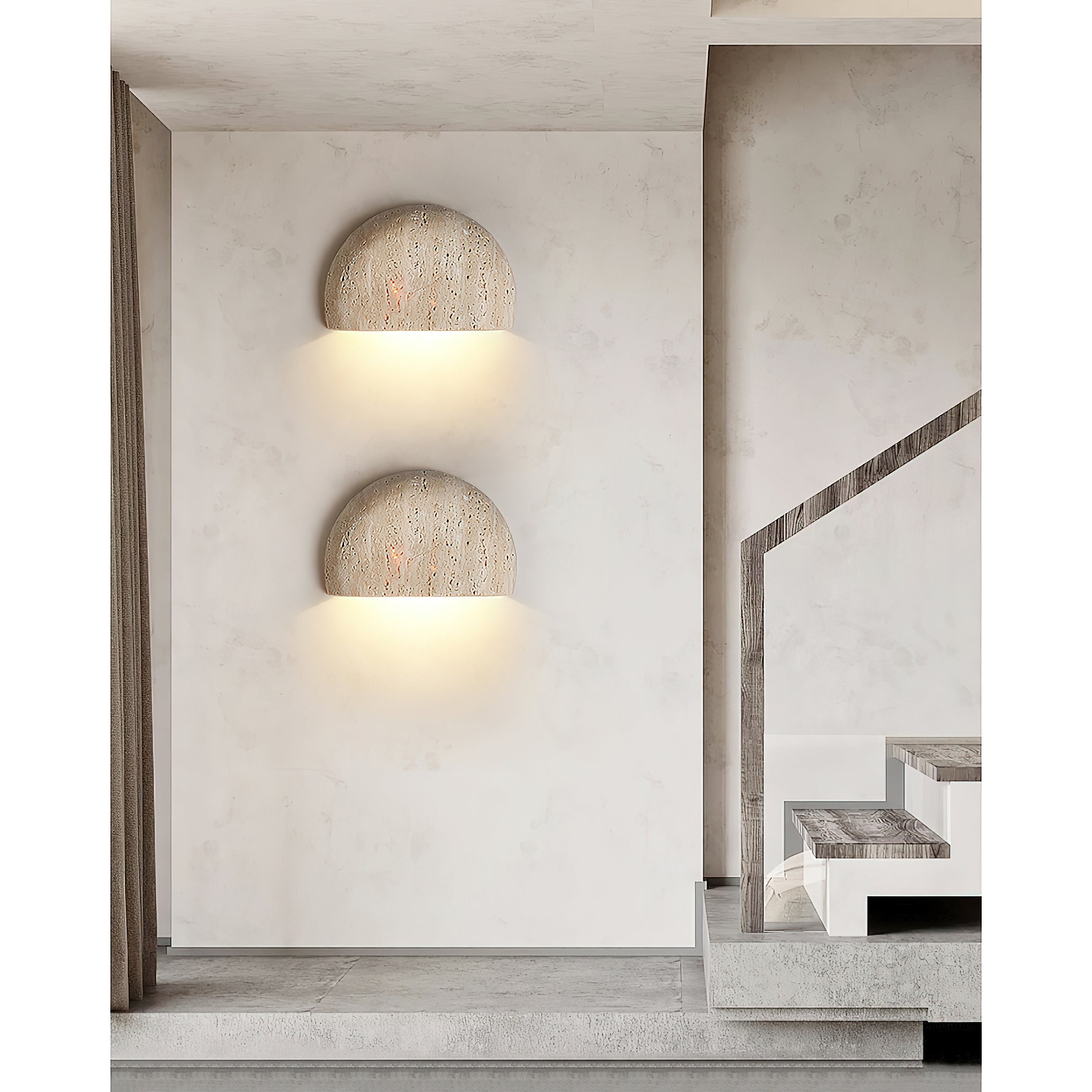 Cuvenarae Modern Minimalist Moon Travertine Wall Lamp - Neutral Decor