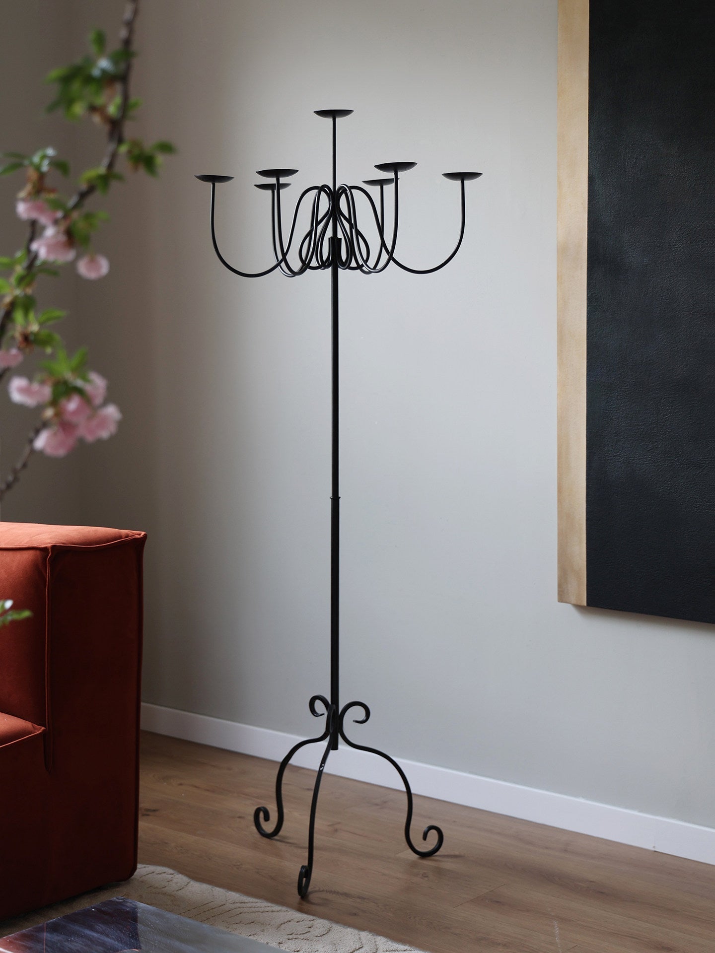 Wrought Iron Floor Candelabra