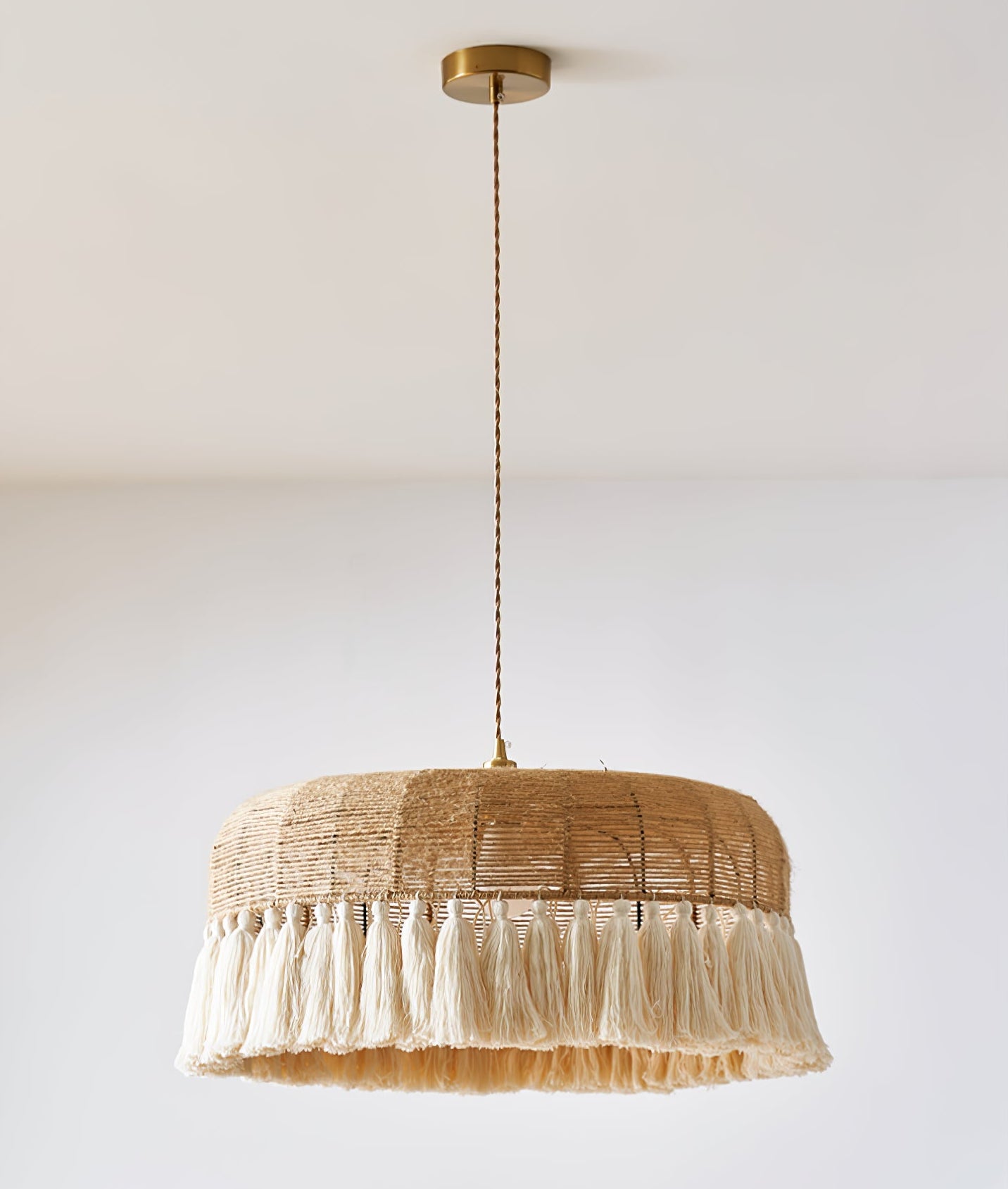 Boho Handwoven Jute Pendant Light