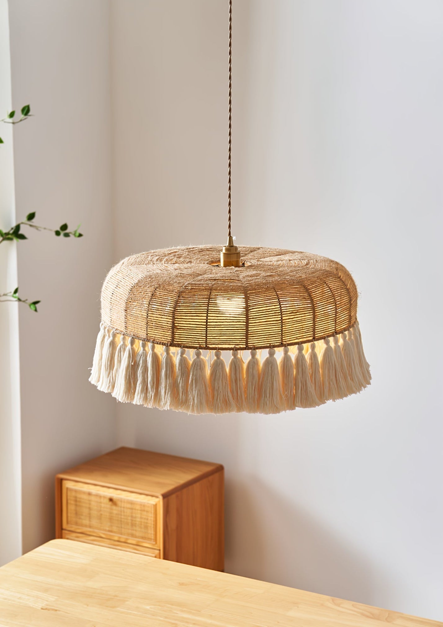 Boho Handwoven Jute Pendant Light