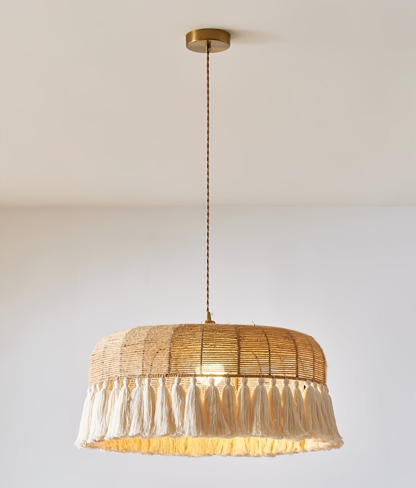 Boho Handwoven Jute Pendant Light