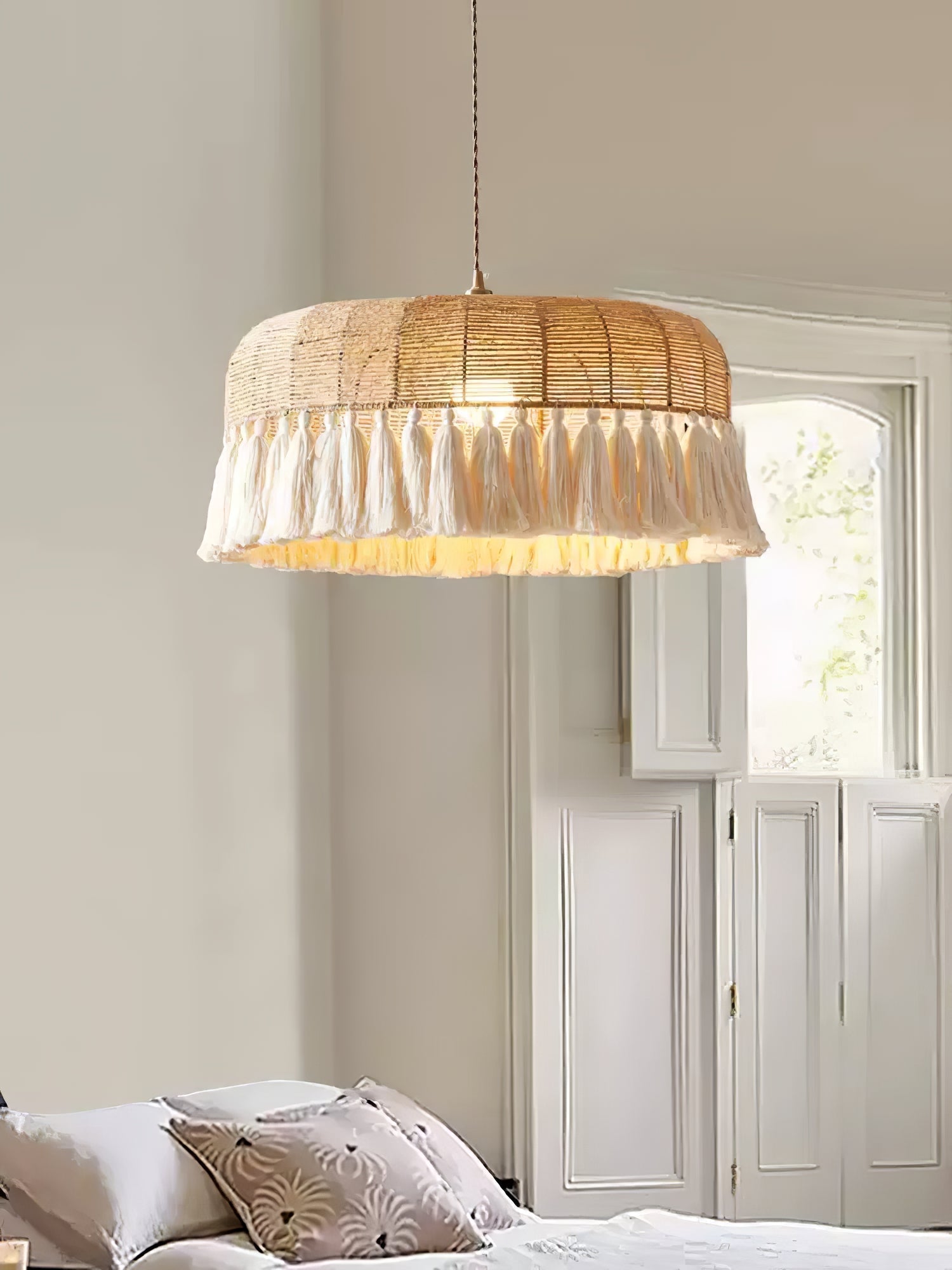 Boho Handwoven Jute Pendant Light