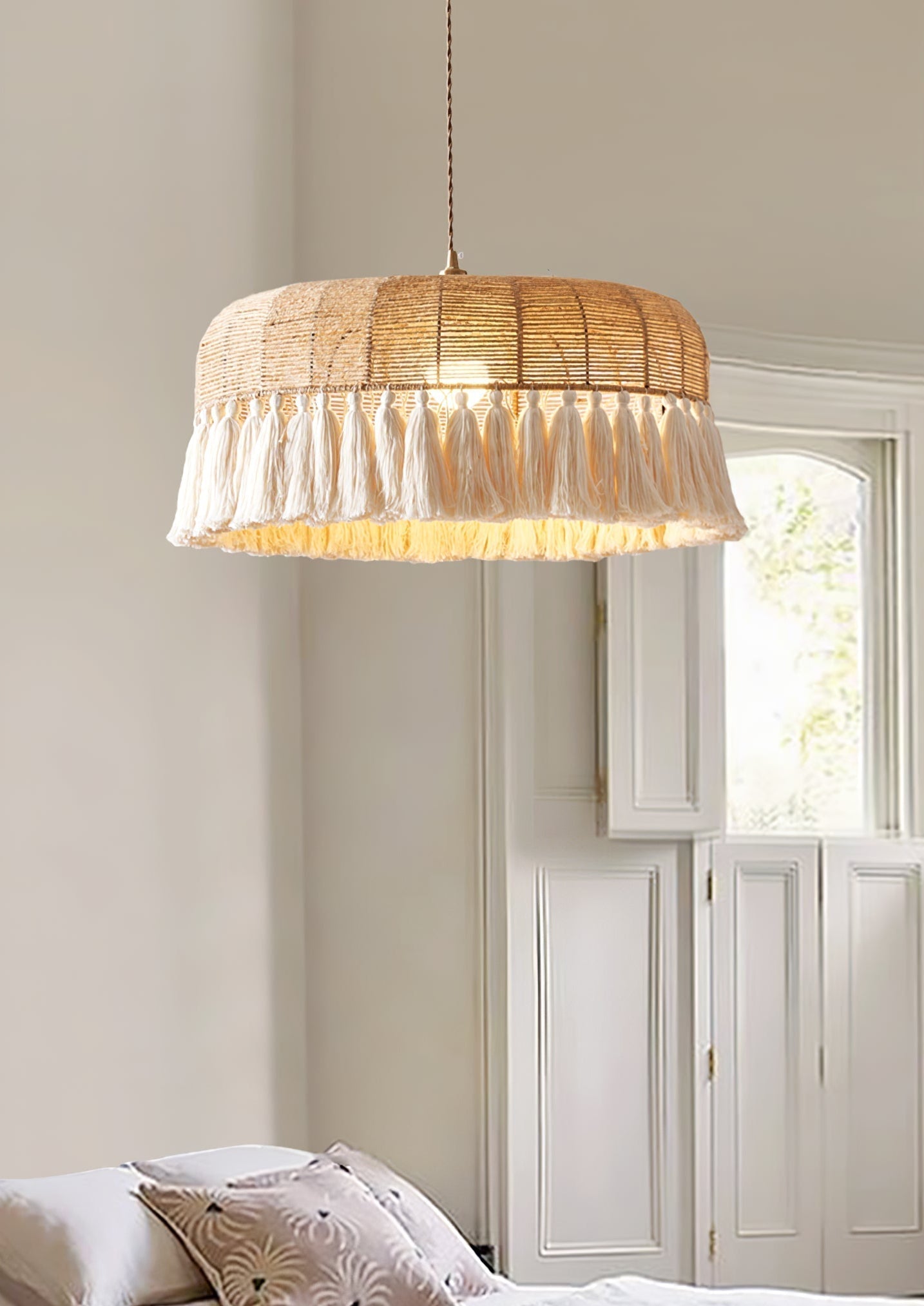 Boho Handwoven Jute Pendant Light