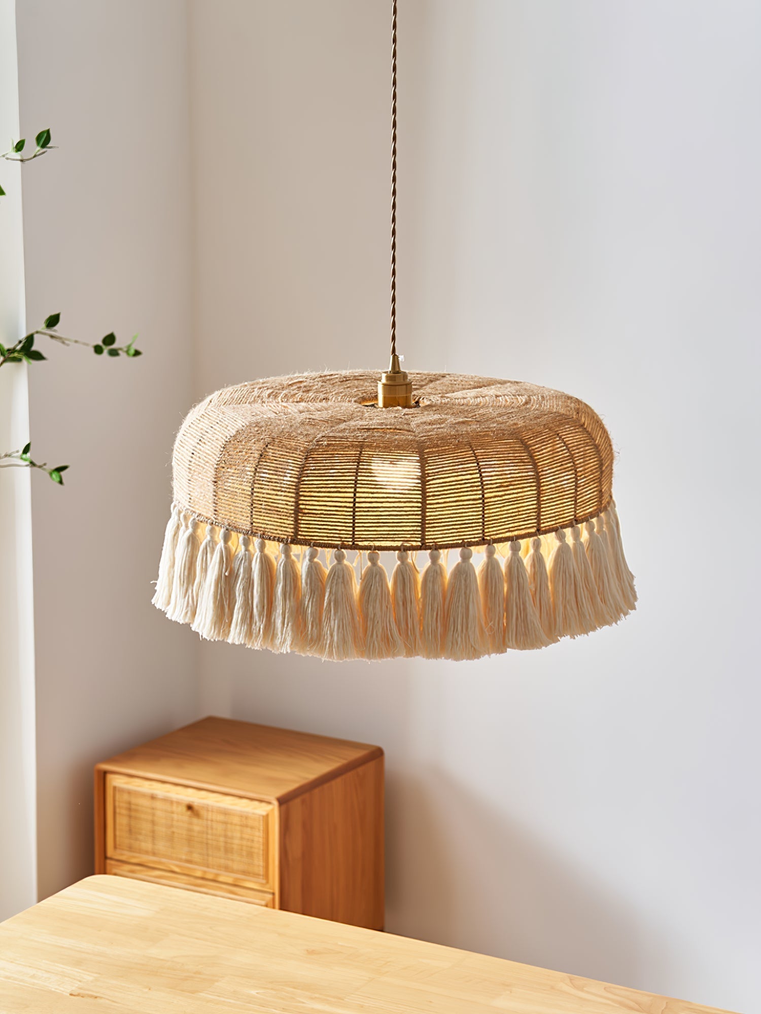Boho Handwoven Jute Pendant Light