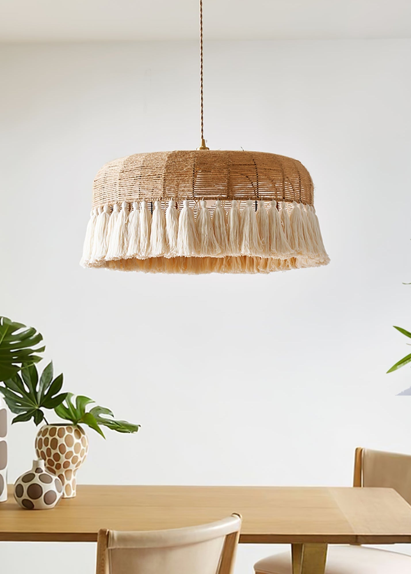 Boho Handwoven Jute Pendant Light